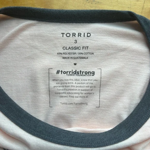 NWT Torrid Light Pink Cancer Awareness Graphic Crew Neck Tee, Size 3 - Picture 3 of 5